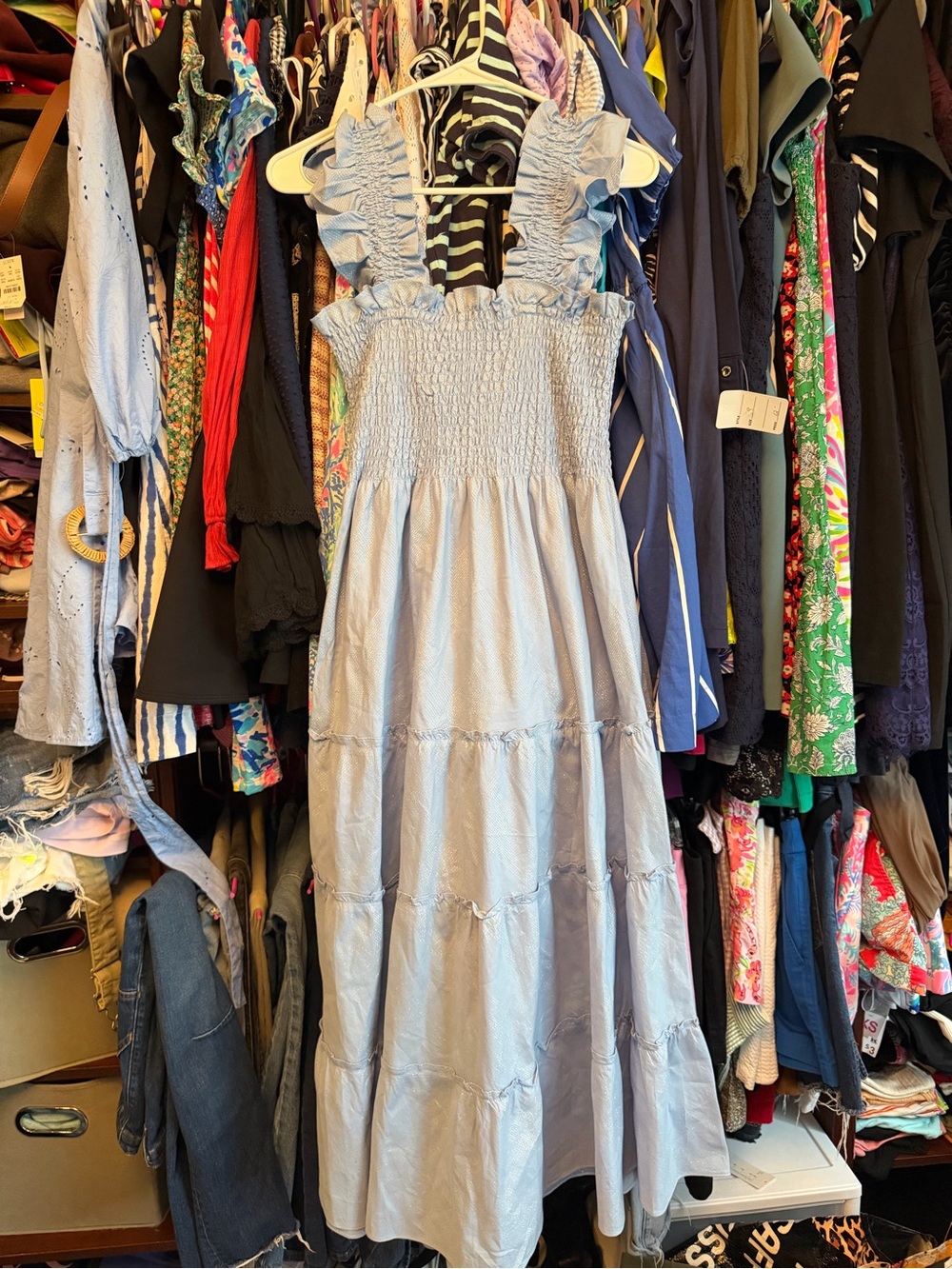 Hill House Ellie nap dress Light Blue Smocked Tiered Midi Dress Euc size small - Picture 2 of 5